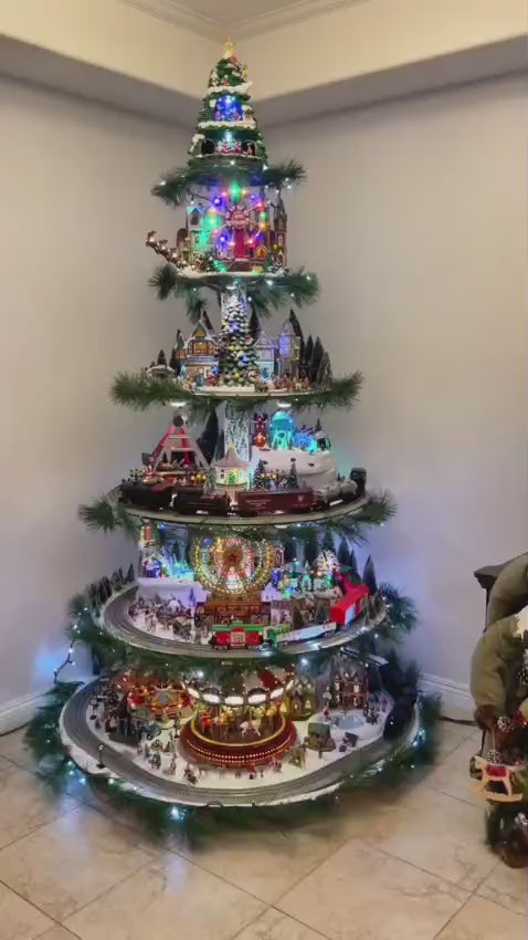 Albero di Natale 180 cm con Trenino Rotante e Luci